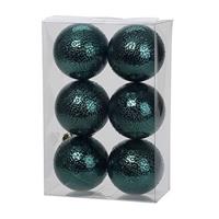 Cosy and Trendy 6x Petrol Blauwe Cirkel Motief Kerstballen 6 Cm Kunststof - Kerstbal