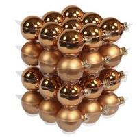 Bellatio 72x Glazen Kerstballen Mat En Glans Koper 6 Cm - Kerstbal
