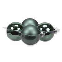 Bellatio 4x Stuks Glazen Kerstballen Emerald Groen (Greenlake) 10 Cm Mat/glans - Kerstbal