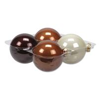 Bellatio 4x Stuks Glazen Kerstballen Natuurtinten (Opal Natural) 10 Cm Mat/glans - Kerstbal