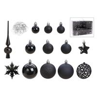 Bellatio Pakket Met 110x Stuks Kunststof Kerstballen/ornamenten Met Piek Zwart - Kerstbal
