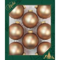 Bellatio 8x Cappuccino Velvet Bruine Glazen Kerstballen Mat 7 Cm Kerstboomversiering - Kerstversiering/kerstdecoratie Bruin