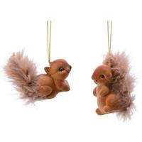 2x Bruine Eekhoorns Kerstversiering Hangdecoraties 6 Cm - Kerstversiering/kerstdecoratie - Eekhoorn Kerstboomhangers.