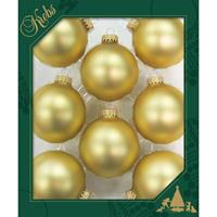 Bellatio 8x Stuks Glazen Kerstballen 7 Cm Chiffon Goud - Kerstbal