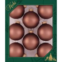 Bellatio 8x Stuks Glazen Kerstballen 7 Cm Kokosnoot Bruin - Kerstbal