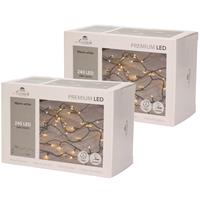 Bellatio Set Van 2x Stuks 240 Kerst Led Lampjes Warm Wit Voor Buiten - Kerstverlichting Kerstboom