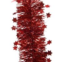 5x Kerstslingers Sterren Kerst Rood 10 X 270 Cm - Guirlande Folie Lametta - Kerst Rode Kerstboom Versieringen