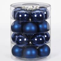 Bellatio 20x Donkerblauwe Glazen Kerstballen 6 Cm Glans En Mat - Kerstboomversiering Donkerblauw