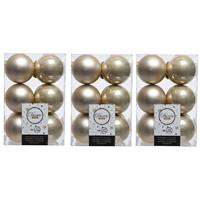 36x Licht Parel/champagne Kerstballen 6 Cm Kunststof Mat/glans - Kerstbal