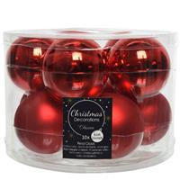Decoris 10x Kerst Rode Glazen Kerstballen 6 Cm - Glans En Mat - Glans/glanzende - Kerstboomversiering Kerst Rood