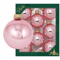 Bellatio 24x Pink Blush Lichtroze Glazen Kerstballen Glans 7 Cm Kerstboomversiering - Kerstbal