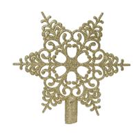 1x Gouden Glitter Open Ster Kerstboom Piek Kunststof 20,5 Cm - Onbreekbare Plastic Pieken - Kerstboomversiering Goud