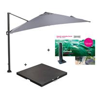 Garden Impressions Hawaii Zweefparasol 300x300 Cm Donker Grijs/licht Grijs Met 90 Kg Parasolvoet En Parasolhoes