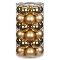 30x Stuks Glazen Kerstballen Goud 6 Cm Glans En Mat - Kerstbal