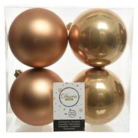 Decoris 12x Camel Bruine Kerstballen 10 Cm Kunststof Mat/glans - Kerstbal