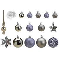 Bellatio Pakket Met 110x Stuks Kunststof Kerstballen/ornamenten Met Piek Grijs - Kerstbal