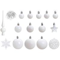 Bellatio Pakket Met 110x Stuks Kunststof Kerstballen/ornamenten Met Piek Wit - Kerstbal