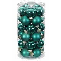 60x Donkergroene Kleine Glazen Kerstballen 4 Cm Glans En Mat - Kerstbal