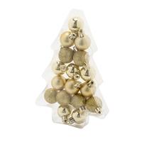 Cosy and Trendy 17x Stuks Kleine Kunststof Kerstballen Goud 3 Cm Mat/glans/glitter - Kerstbal