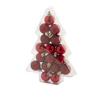 Cosy and Trendy 17x Stuks Kleine Kunststof Kerstballen Rood 3 Cm Mat/glans/glitter - Kerstbal