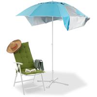 RELAXDAYS Strandmuschel Schirm, Sonnenschirm Strandzelt m. Tragetasche, UV 50 Sonnenschutz, Schirm HxD 210x180cm, blau