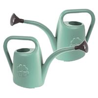 Set Van 2x Stuks Mintgroene Kunststof Bloemen/planten Gieters Met Broeskop/sproeikop 1.8 Liter - Gieters