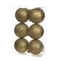 Cosy and Trendy 6x Kunststof Kerstballen Glitter Goud 8 Cm Kerstboom Versiering/decoratie - Kerstbal