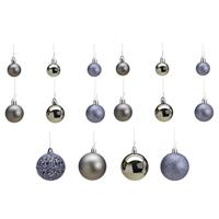 Bellatio 50x Stuks Kunststof Kerstballen Grijs 3, 4 En 6 Cm - Kerstbal