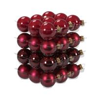 Bellatio 36x Stuks Glazen Kerstballen Rood/donkerrood 4 Cm Mat/glans - Kerstbal