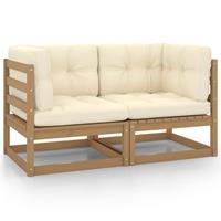 vidaXL Gartensofa 2-Sitzer mit Kissen Honigbraun Massivholz Kiefer 