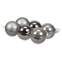 Bellatio 6x Stuks Glazen Kerstballen Titanium Grijs 8 Cm Mat/glans - Kerstbal