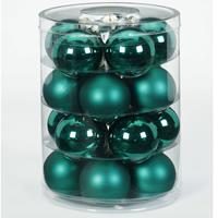 40x Donkergroene Glazen Kerstballen 6 Cm Glans En Mat - Kerstbal
