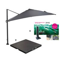 Garden Impressions Hawaii Zweefparasol 300x300 Cm Donker Grijs/zwart Met 90 Kg Parasolvoet En Parasolhoes