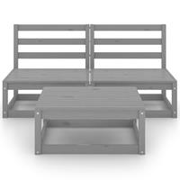 vidaXL 3-tlg. Garten-Lounge-Set Grau Kiefer Massivholz 