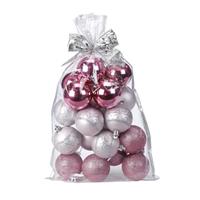 20x Stuks Kunststof Kerstballen Roze Mix 6 Cm In Giftbag - Kerstbal