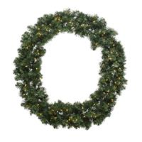 Decoris Kerstkrans/dennenkrans Groen Met Warm Witte Verlichting En Timer 60 Cm - Kerstkransen