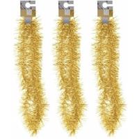 Bellatio 3x Gouden Folieslingers Fijn 180 Cm - Kerstslingers