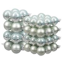 Bellatio 52x Stuks Glazen Kerstballen Mintgroen (Oyster Grey) 6 En 8 Cm Mat/glans - Kerstbal