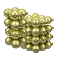 Bellatio 52x Stuks Glazen Kerstballen Salie Groen (Oasis) 6 En 8 Cm Mat/glans - Kerstbal