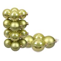 Bellatio 24x Stuks Glazen Kerstballen Salie Groen (Oasis) 8 En 10 Cm Mat/glans - Kerstbal