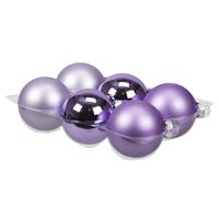 Bellatio 6x Stuks Glazen Kerstballen Amethyst Paars 8 Cm Mat/glans - Kerstbal