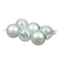 Bellatio 6x Stuks Glazen Kerstballen Mintgroen (Oyster Grey) 8 Cm Mat/glans - Kerstbal