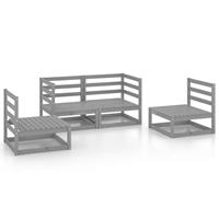 VIDAXL 4-tlg. Garten-Lounge-Set Grau Kiefer Massivholz