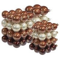 Bellatio 88x Stuks Glazen Kerstballen Natuurtinten (Opal Natural) 4, 6 En 8 Cm Mat/glans - Kerstbal