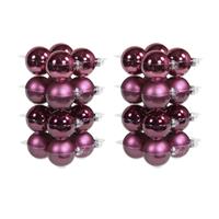 Bellatio 32x Stuks Glazen Kerstballen Cherry Roze (Heather) 8 Cm Mat/glans - Kerstbal