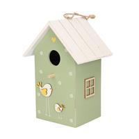 Nestkast/vogelhuisje Hout Groen Met Wit Dak 15 X 12 X 22 Cm - Vogelhuisjes