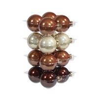 Bellatio 16x Stuks Glazen Kerstballen Natuurtinten (Opal Natural) 8 Cm Mat/glans - Kerstbal