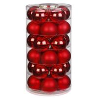 30x Stuks Glazen Kerstballen Rood 6 Cm Glans En Mat - Kerstbal