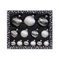 26x Stuks Luxe Glazen Kerstballen Ribbel Zilver 4, 6, 8 Cm - Kerstbal