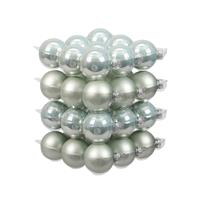 Bellatio 36x Stuks Glazen Kerstballen Mintgroen (Oyster Grey) 6 Cm Mat/glans - Kerstbal